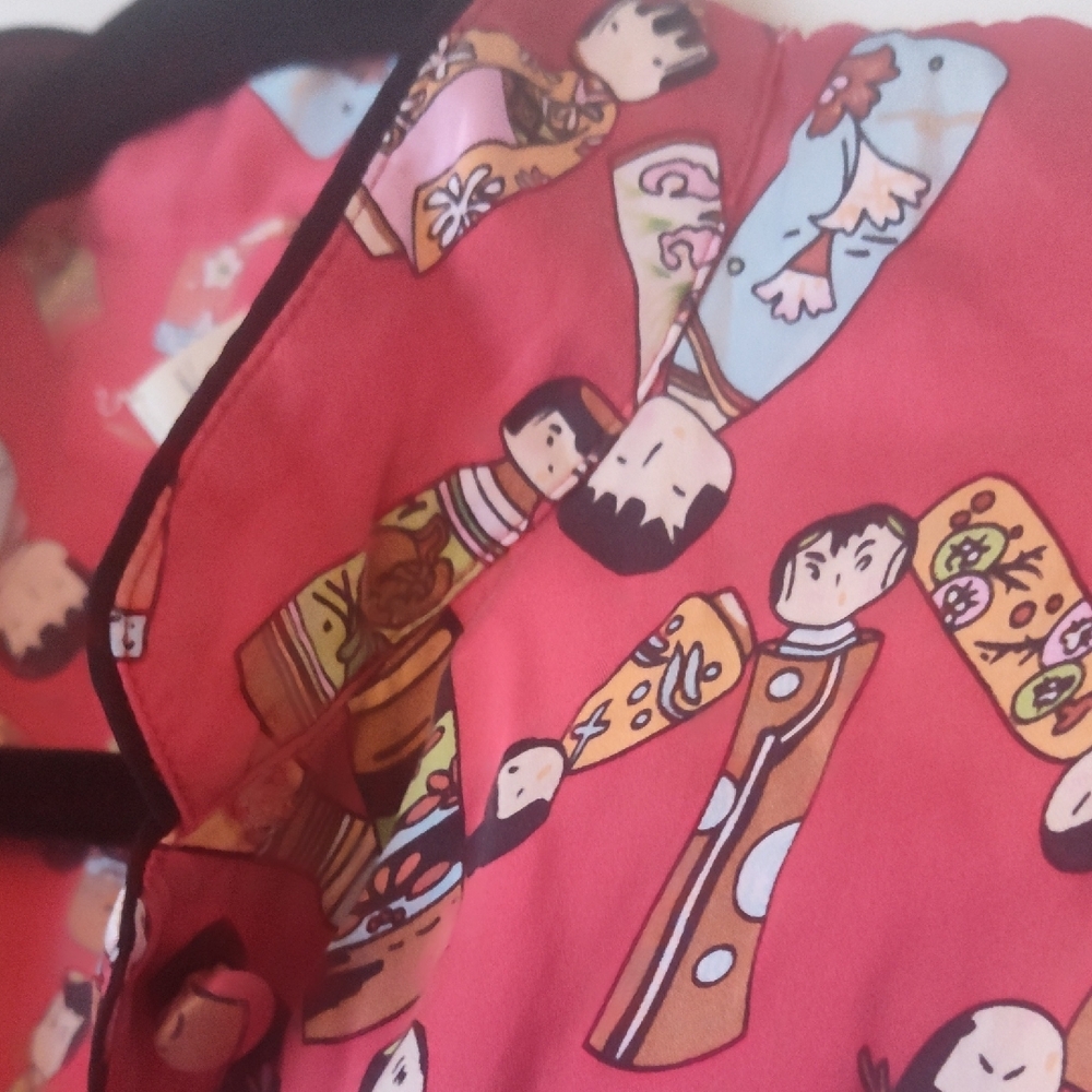 Neiman Marcus Red Patterned Blouse - image 4